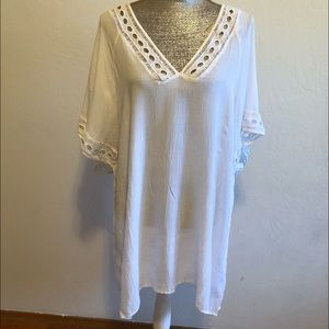 Raya Sun V-neck Lace Sheer Tunic Top